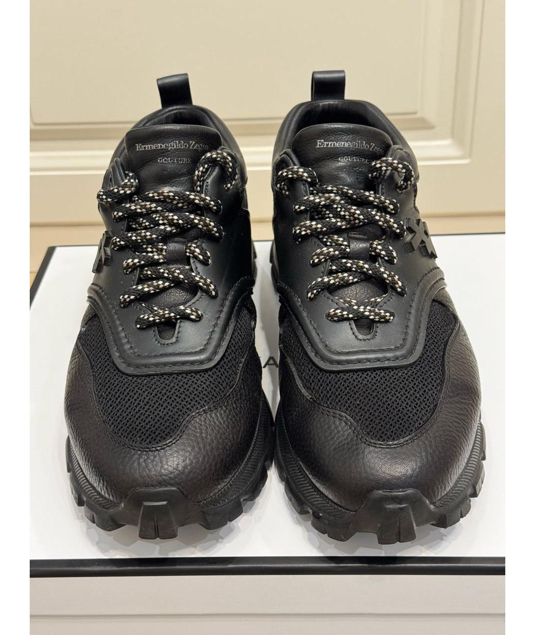 ERMENEGILDO ZEGNA XXX Черные кожаные низкие ботинки, фото 2