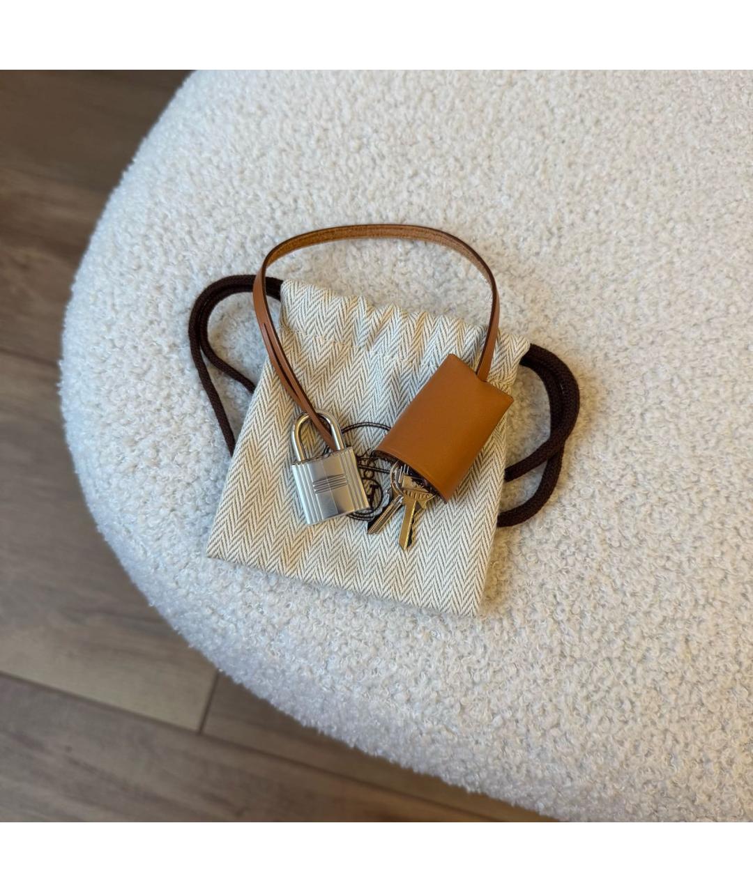 HERMES Коричневая тканевая сумка через плечо, фото 8