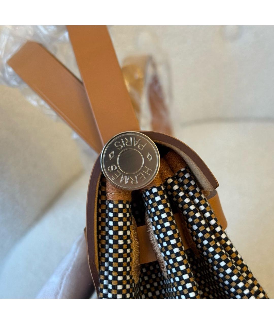 HERMES Коричневая тканевая сумка через плечо, фото 6