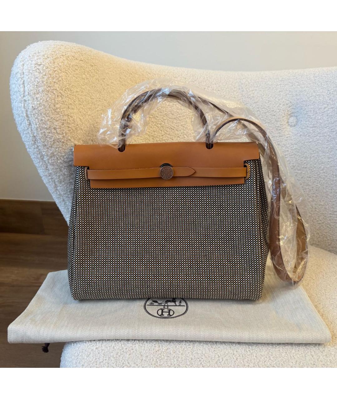 HERMES Коричневая тканевая сумка через плечо, фото 2