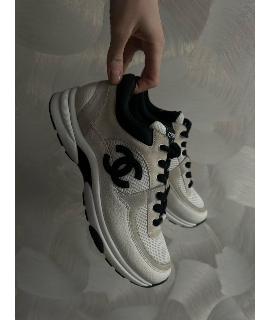CHANEL Белые кожаные кроссовки, фото 5