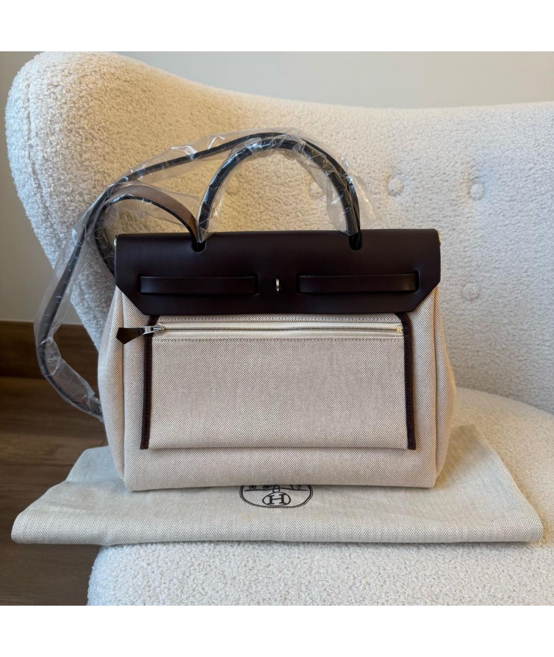 HERMES Коричневая тканевая сумка через плечо, фото 3