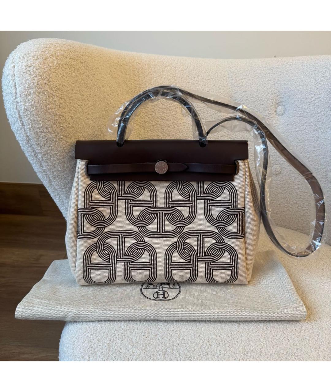 HERMES Коричневая тканевая сумка через плечо, фото 2