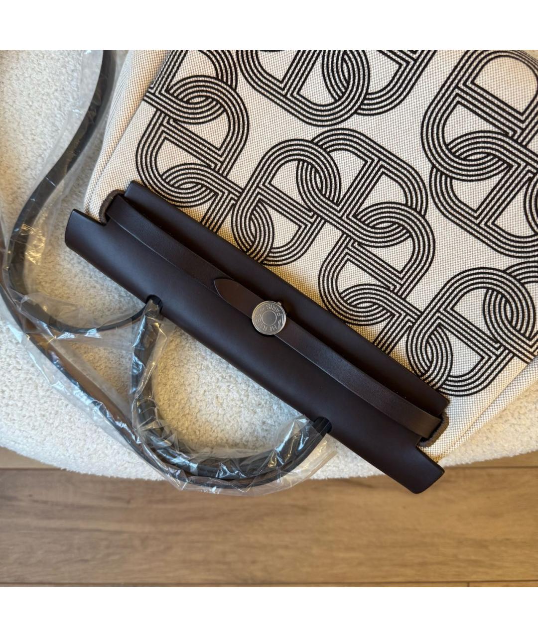 HERMES Коричневая тканевая сумка через плечо, фото 4