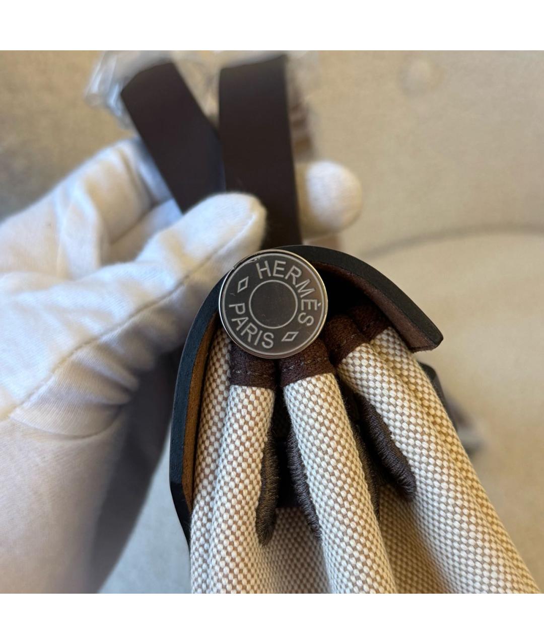 HERMES Коричневая тканевая сумка через плечо, фото 6