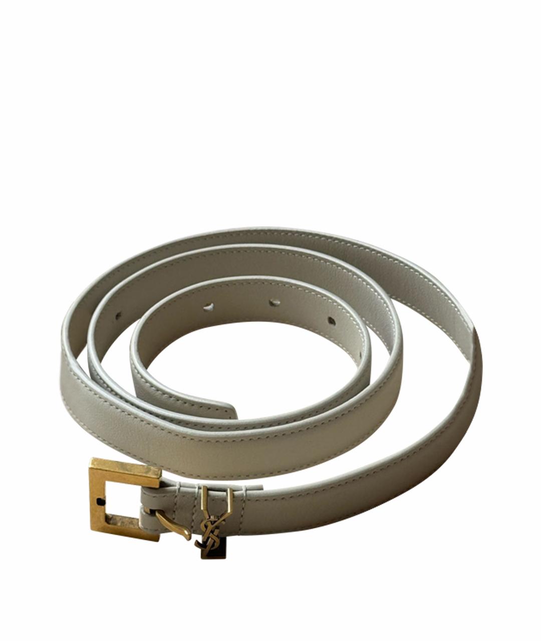 SAINT LAURENT Бежевый кожаный ремень, фото 1