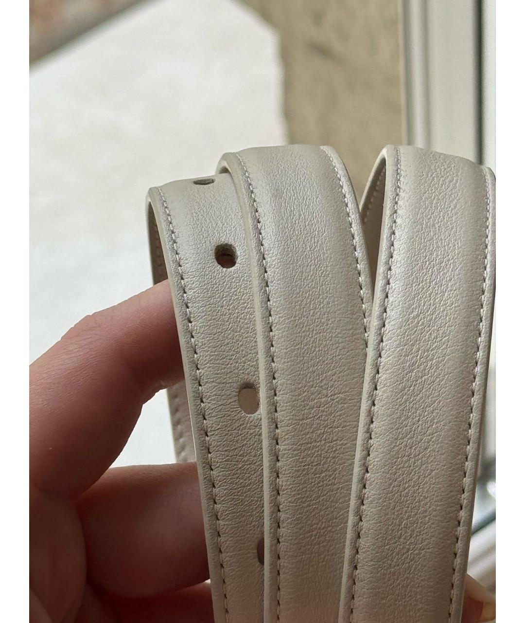 SAINT LAURENT Бежевый кожаный ремень, фото 4