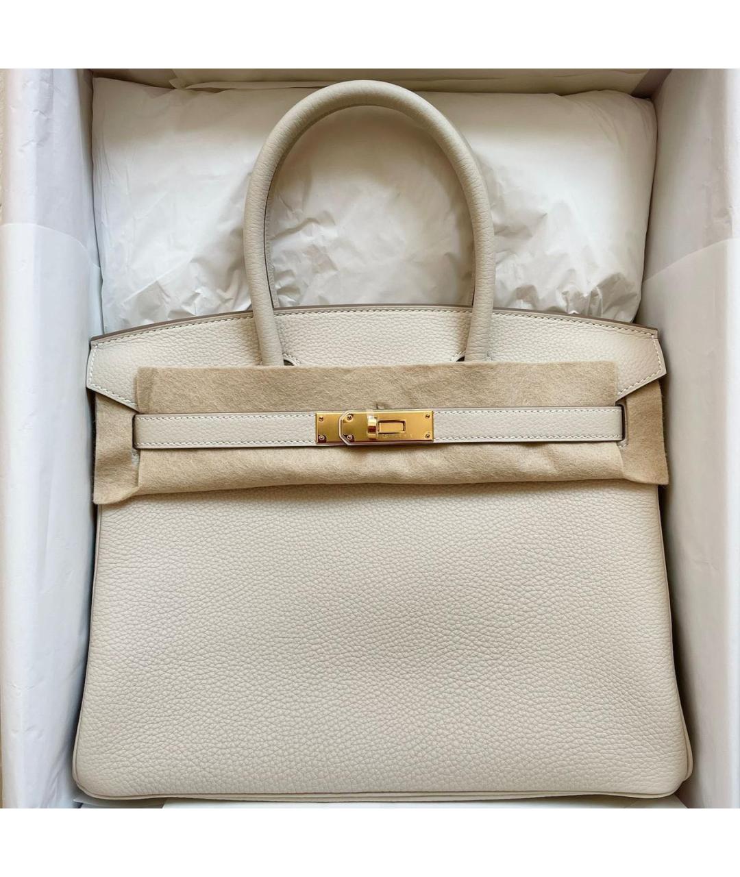 HERMES Белая кожаная сумка с короткими ручками, фото 3