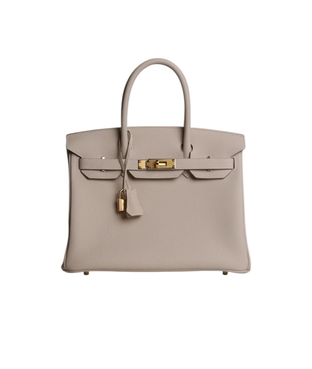 HERMES Белая кожаная сумка с короткими ручками, фото 1