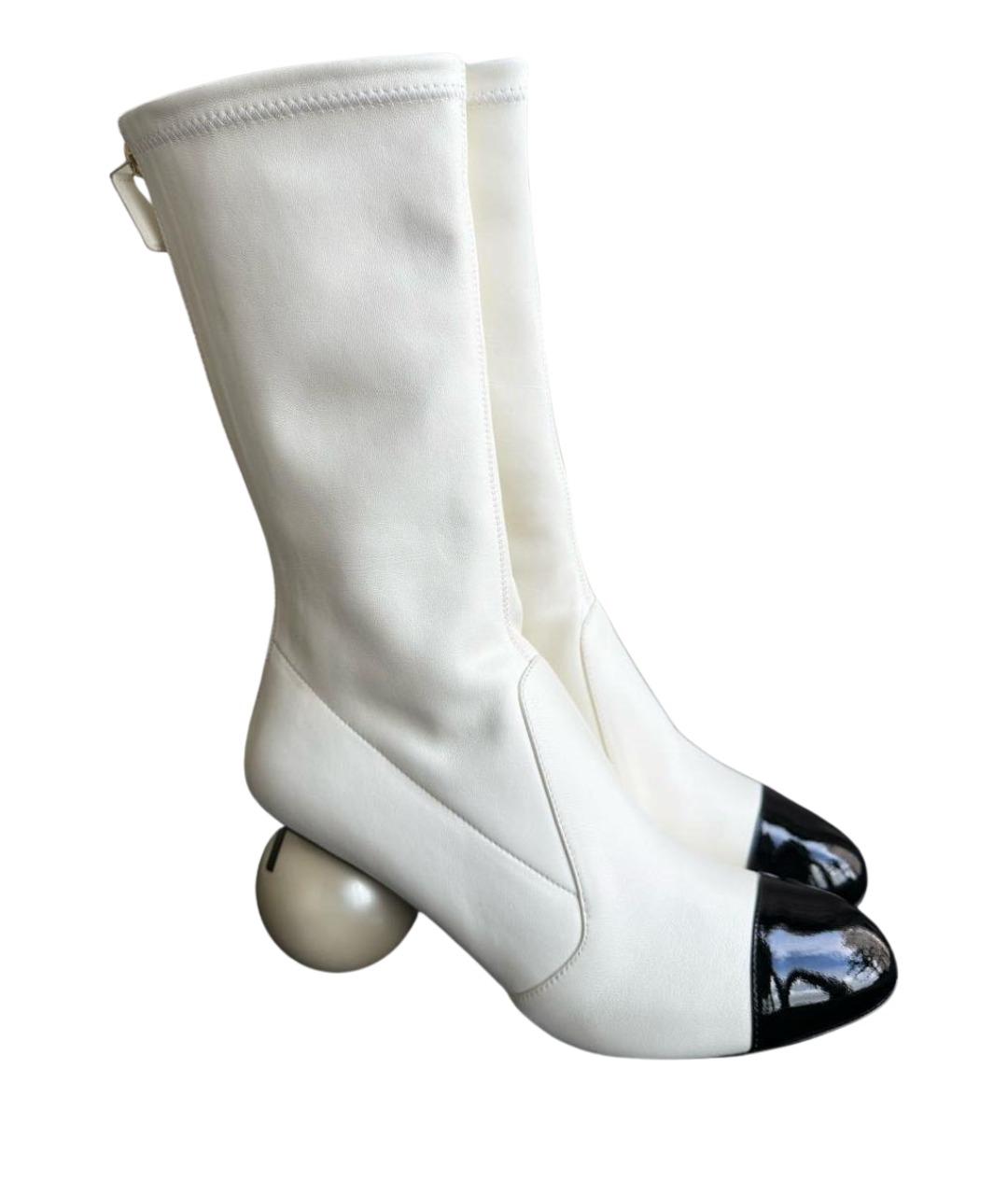 CHANEL Белые кожаные ботильоны, фото 1