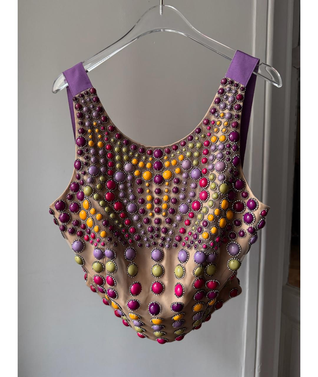 ALBERTA FERRETTI Мульти шелковая майка, фото 8