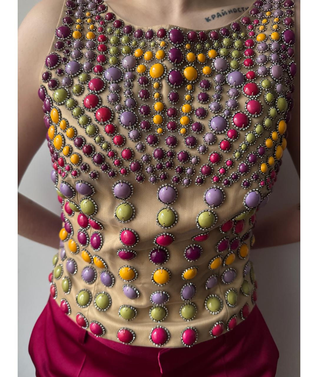 ALBERTA FERRETTI Мульти шелковая майка, фото 2