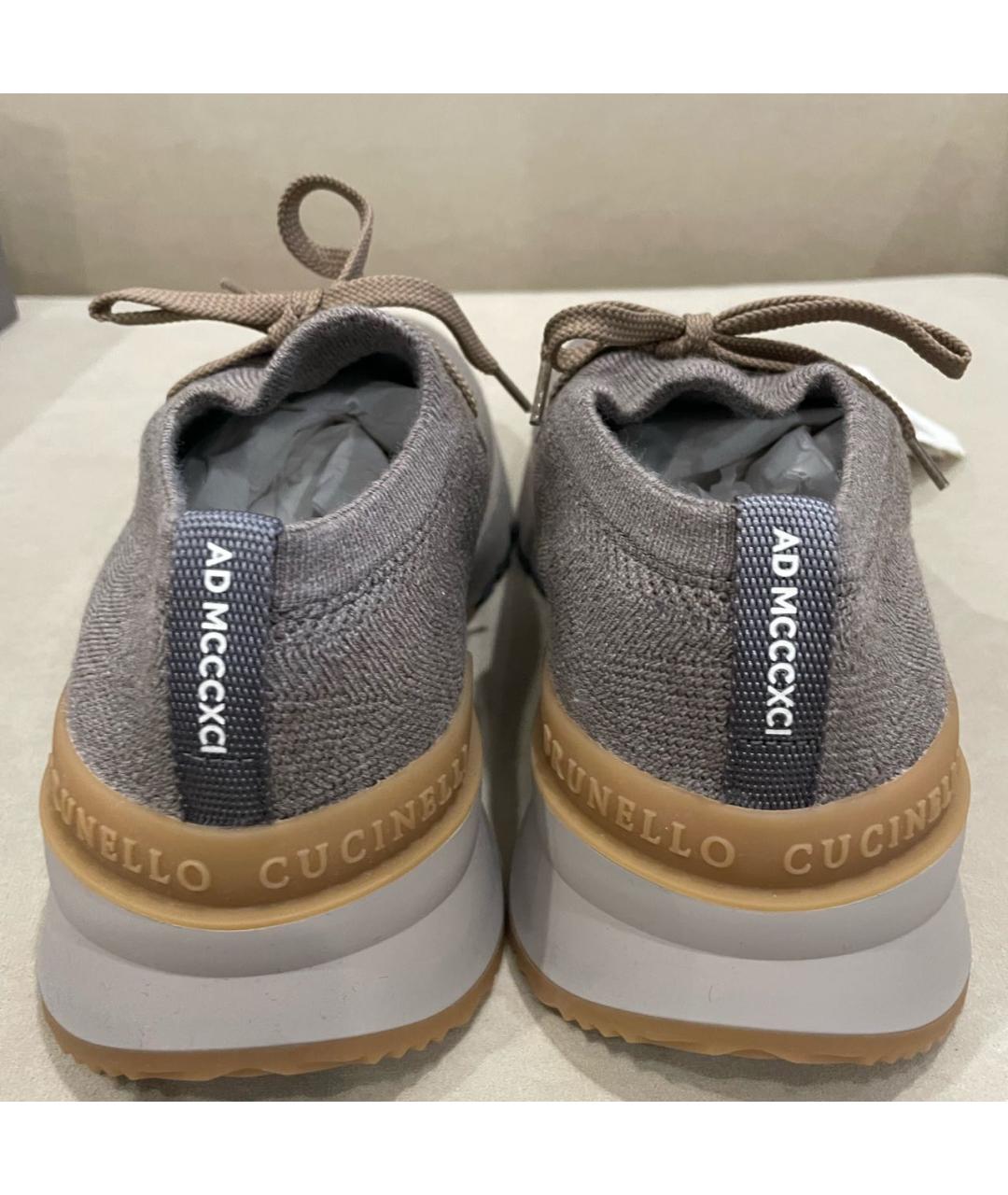BRUNELLO CUCINELLI Бежевые текстильные низкие кроссовки / кеды, фото 4