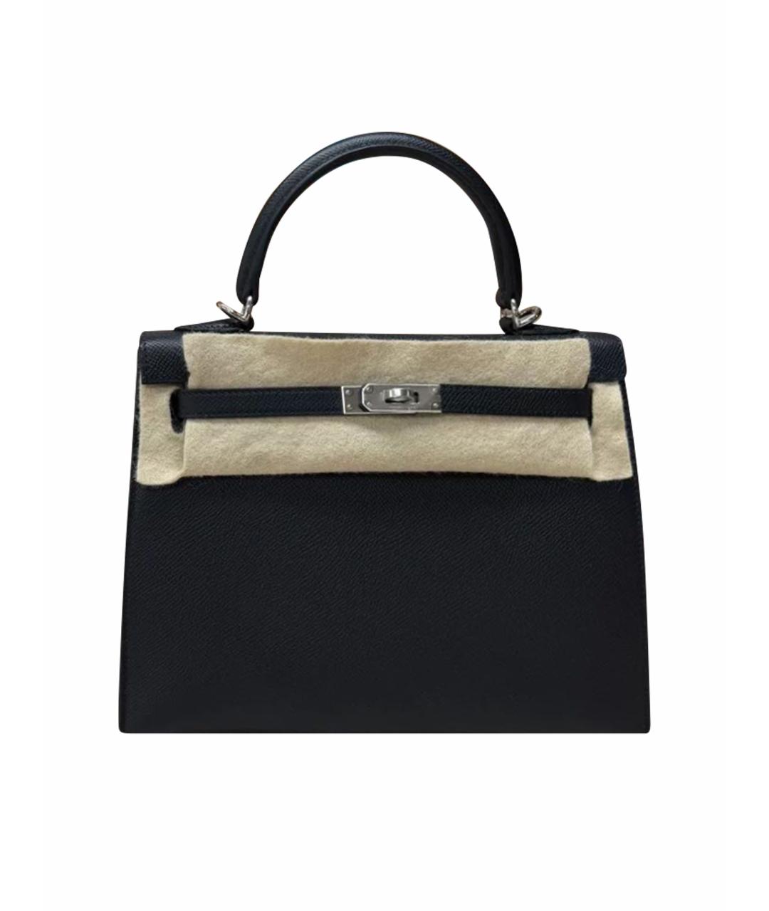 HERMES Черная кожаная сумка с короткими ручками, фото 1