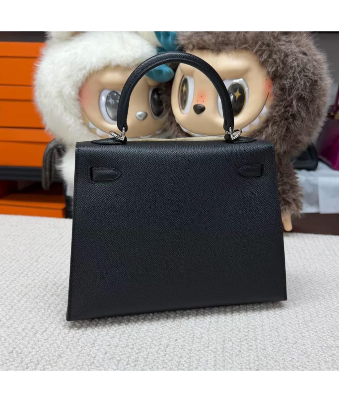 HERMES Черная кожаная сумка с короткими ручками, фото 2