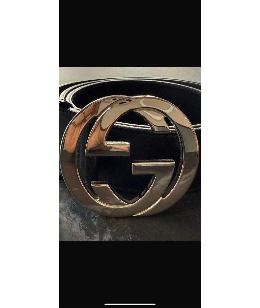 GUCCI Черный кожаный ремень, фото 3