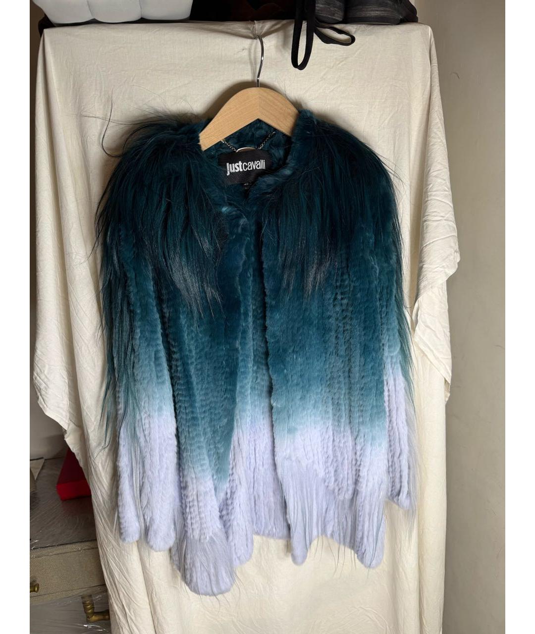 JUST CAVALLI Зеленая меховая шуба, фото 8