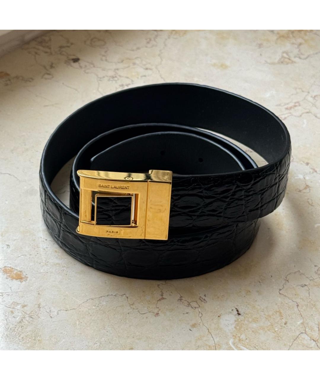 SAINT LAURENT Черный кожаный ремень, фото 5