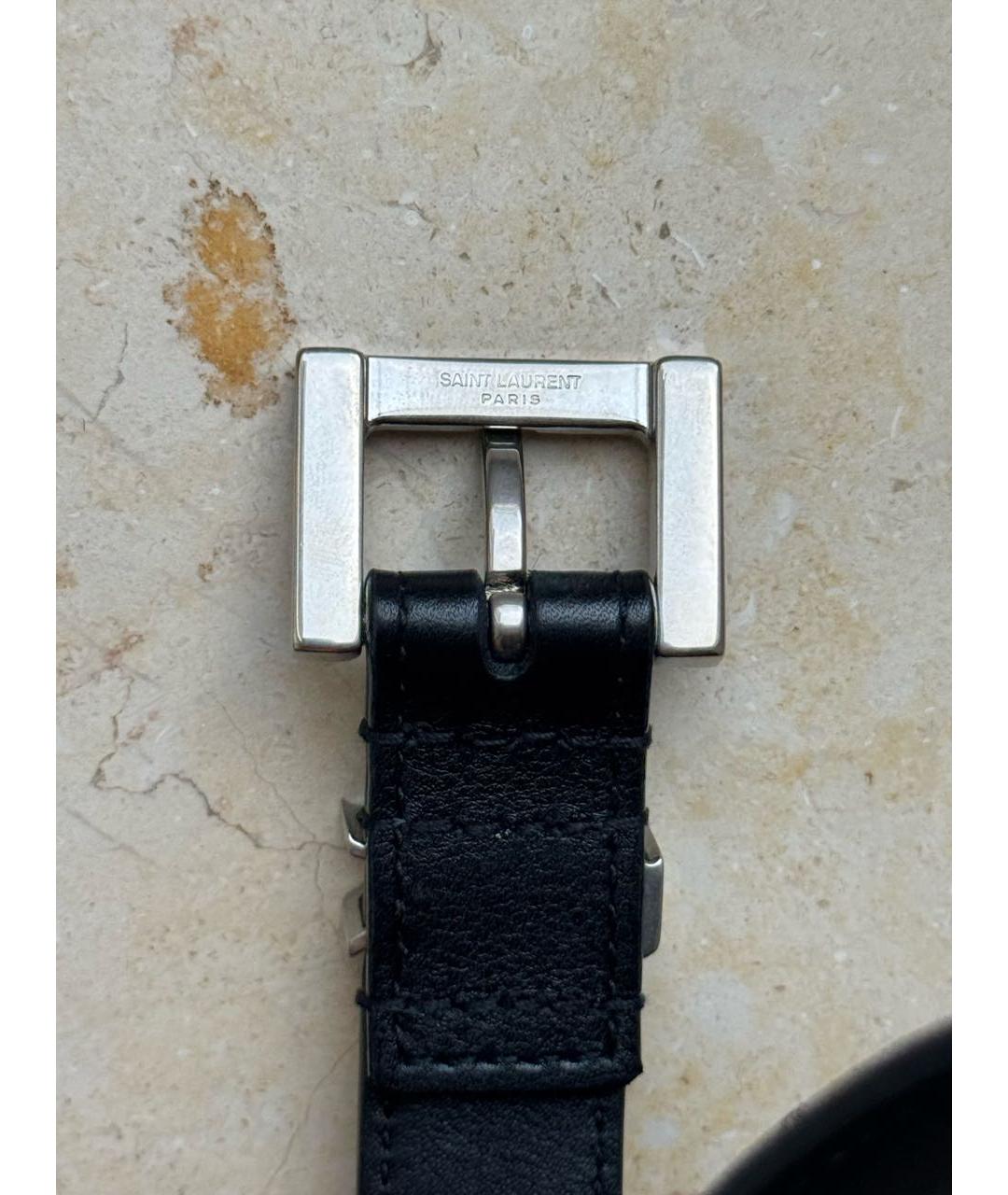 SAINT LAURENT Черный кожаный ремень, фото 4