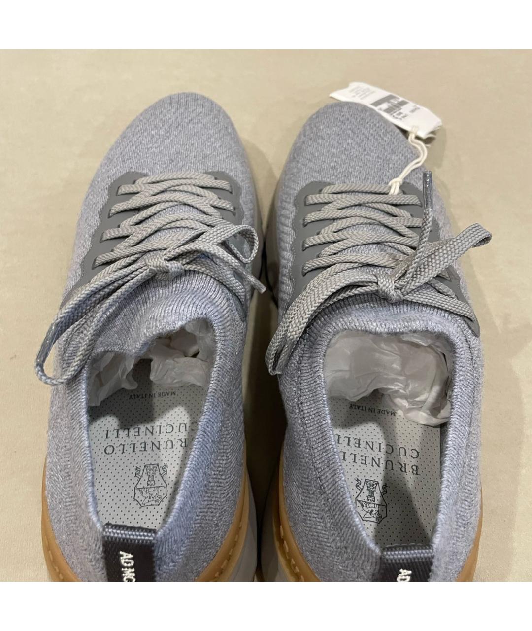 BRUNELLO CUCINELLI Серые текстильные низкие кроссовки / кеды, фото 3
