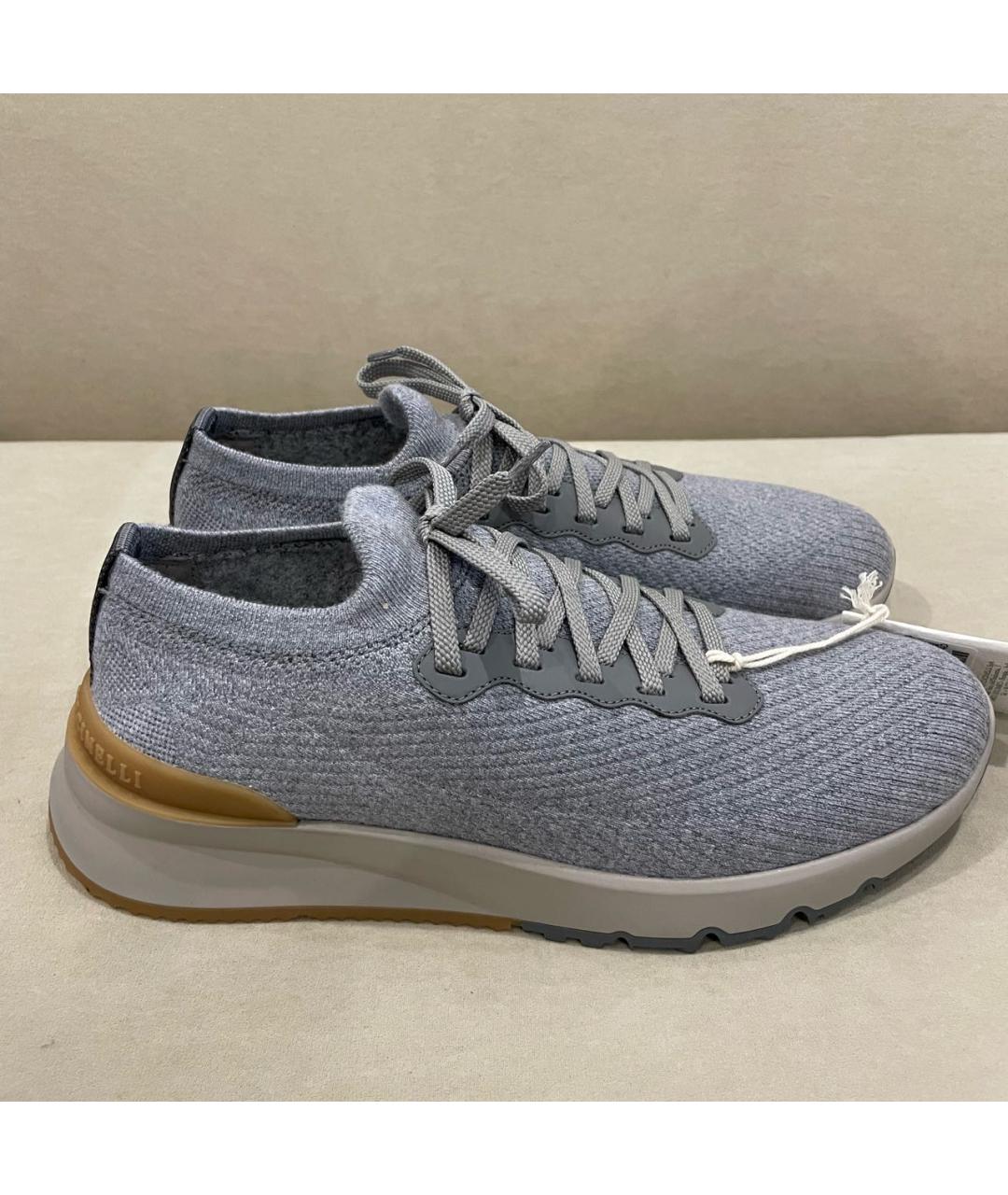 BRUNELLO CUCINELLI Серые текстильные низкие кроссовки / кеды, фото 7