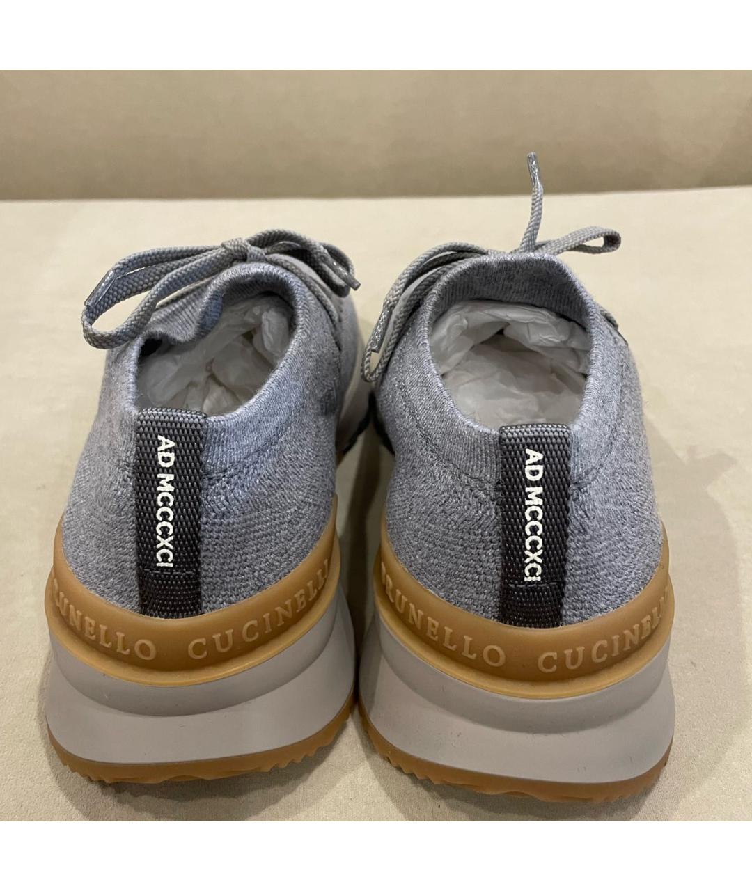 BRUNELLO CUCINELLI Серые текстильные низкие кроссовки / кеды, фото 4