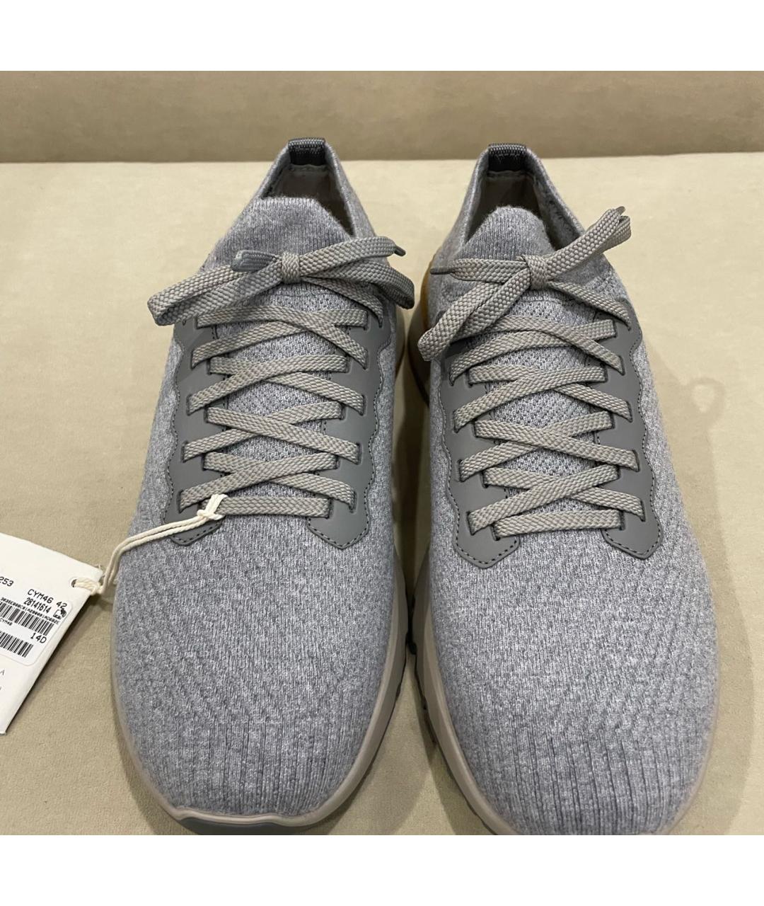 BRUNELLO CUCINELLI Серые текстильные низкие кроссовки / кеды, фото 2