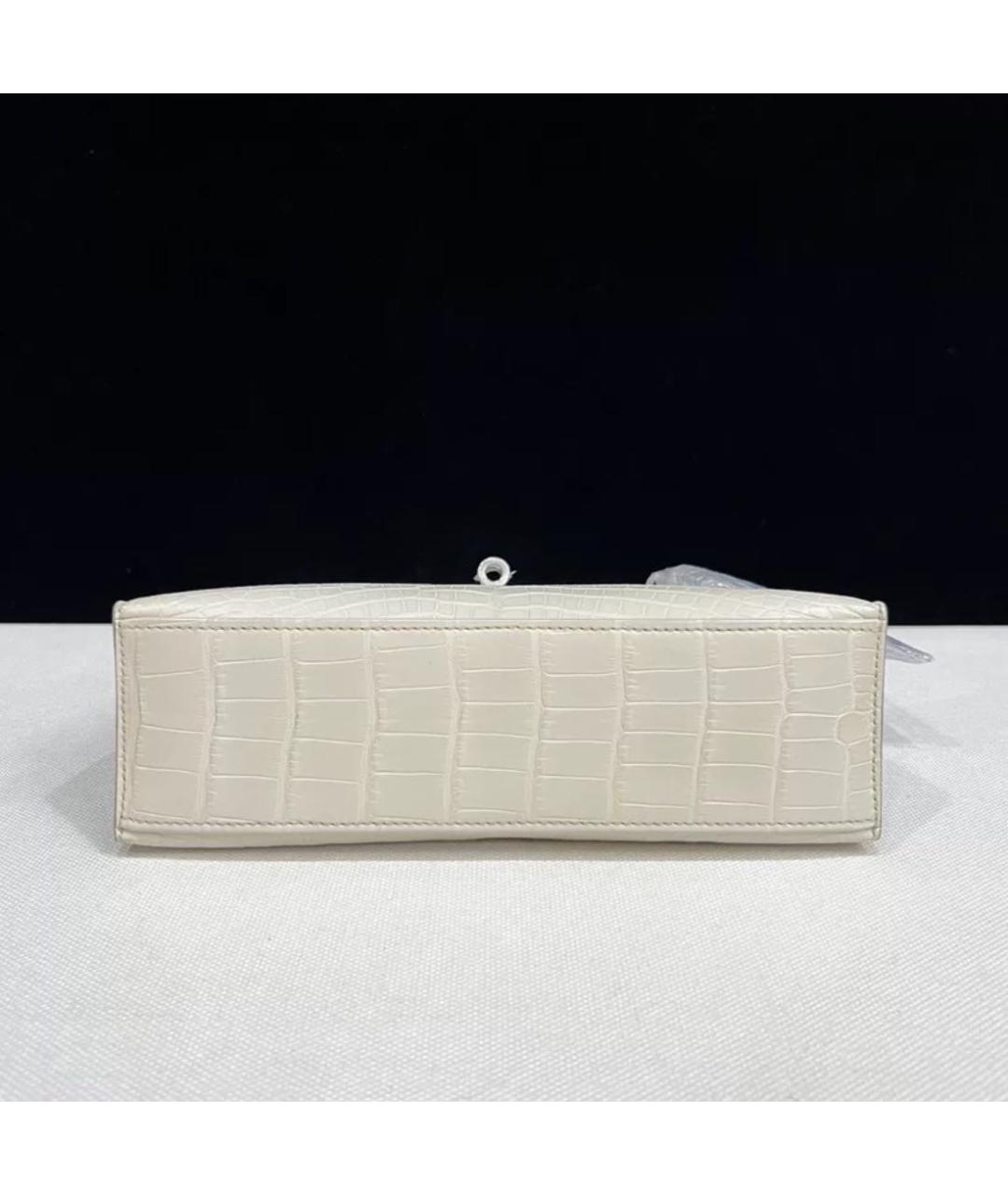 HERMES Белая кожаная сумка с короткими ручками, фото 5