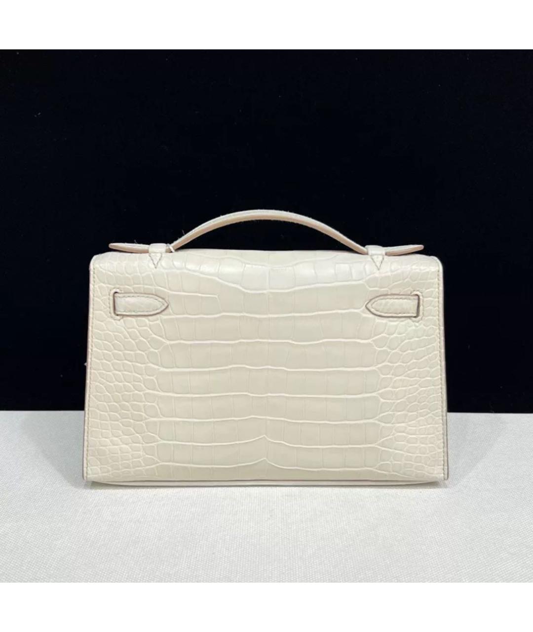 HERMES Белая кожаная сумка с короткими ручками, фото 2