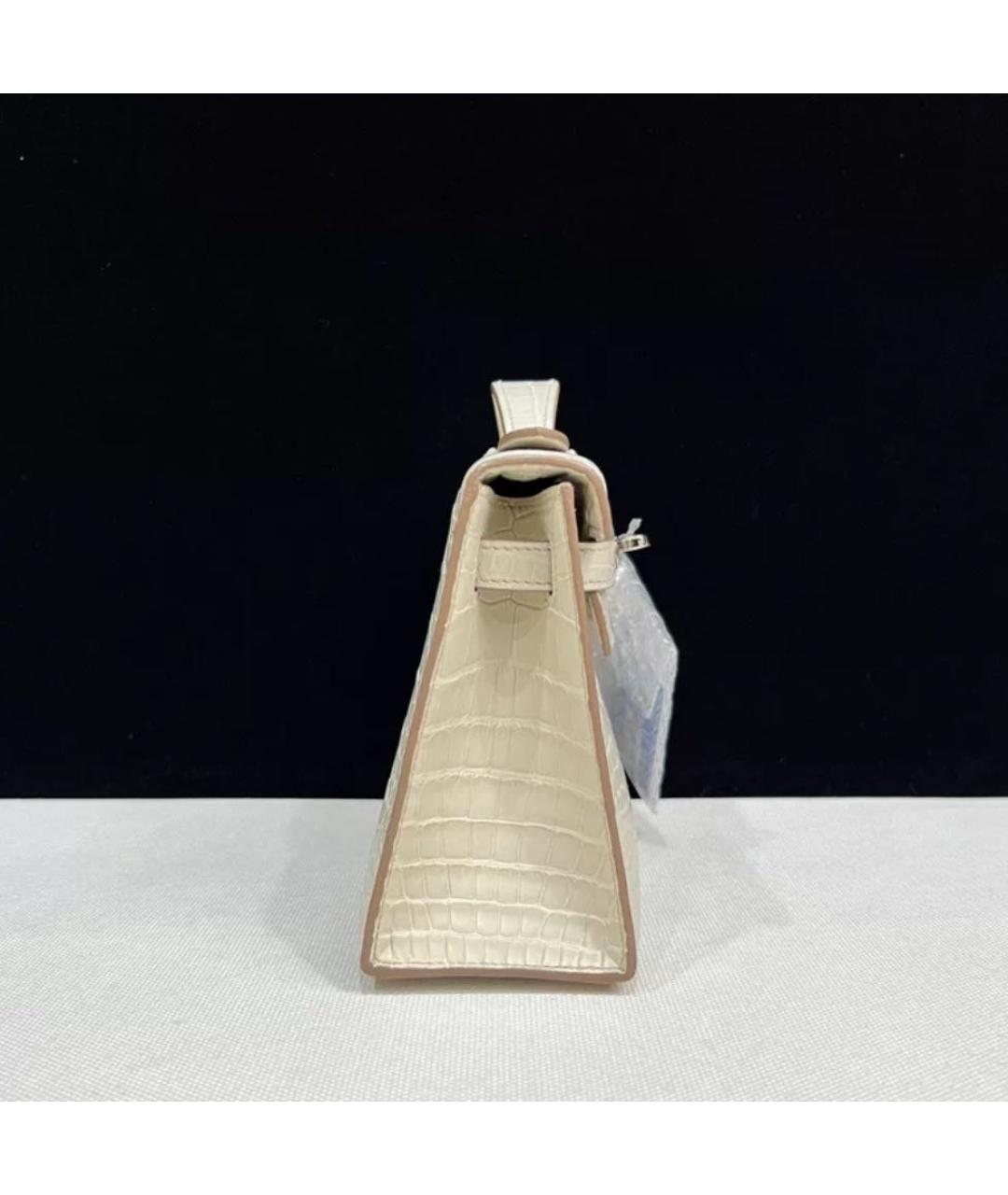 HERMES Белая кожаная сумка с короткими ручками, фото 4