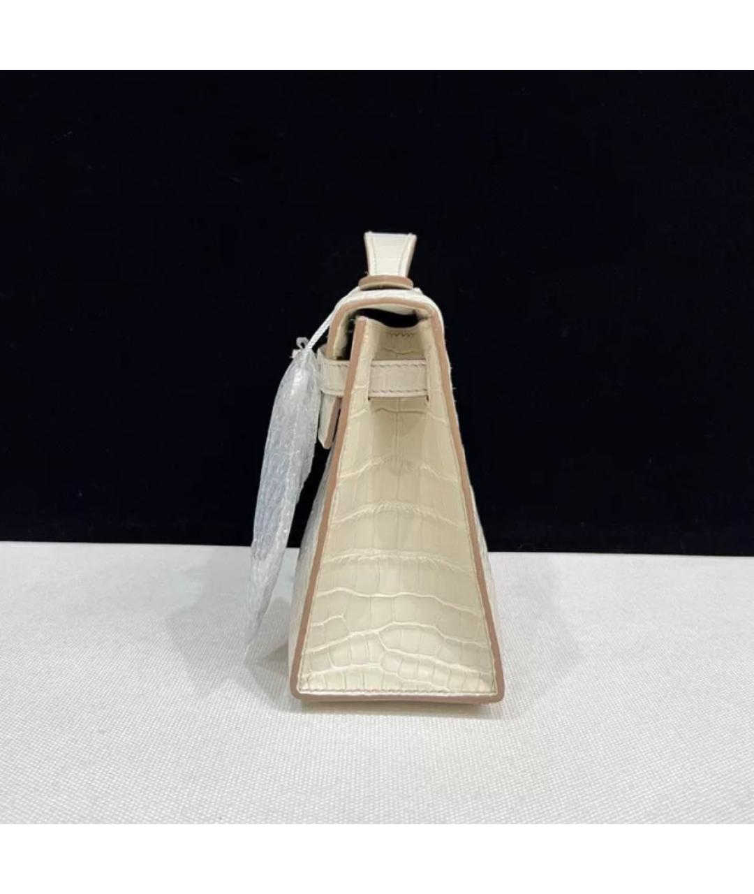HERMES Белая кожаная сумка с короткими ручками, фото 3