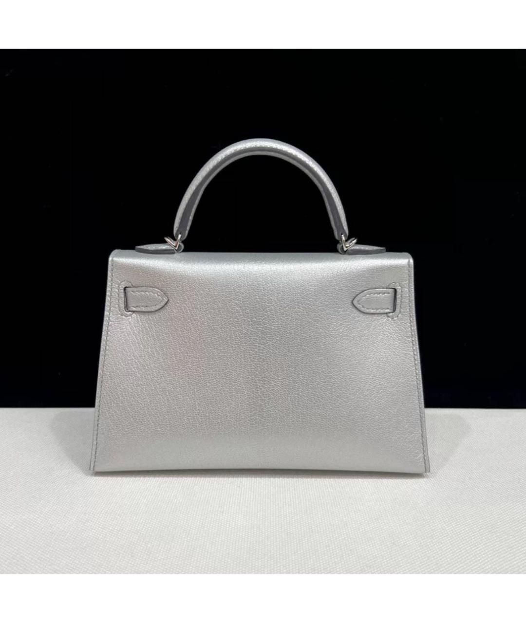 HERMES Серебряная кожаная сумка с короткими ручками, фото 2