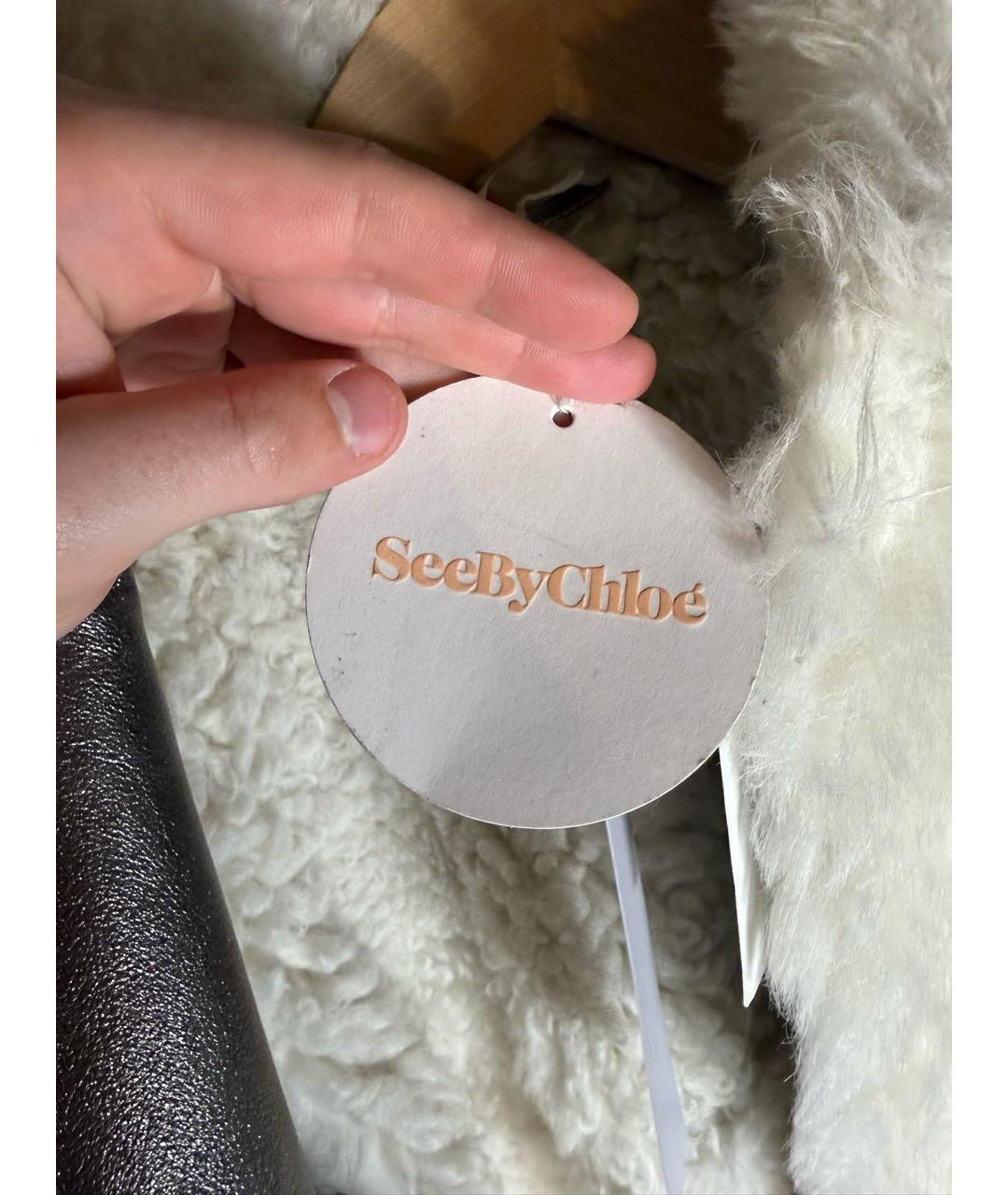 SEE BY CHLOE Серебряная кожаная куртка, фото 5