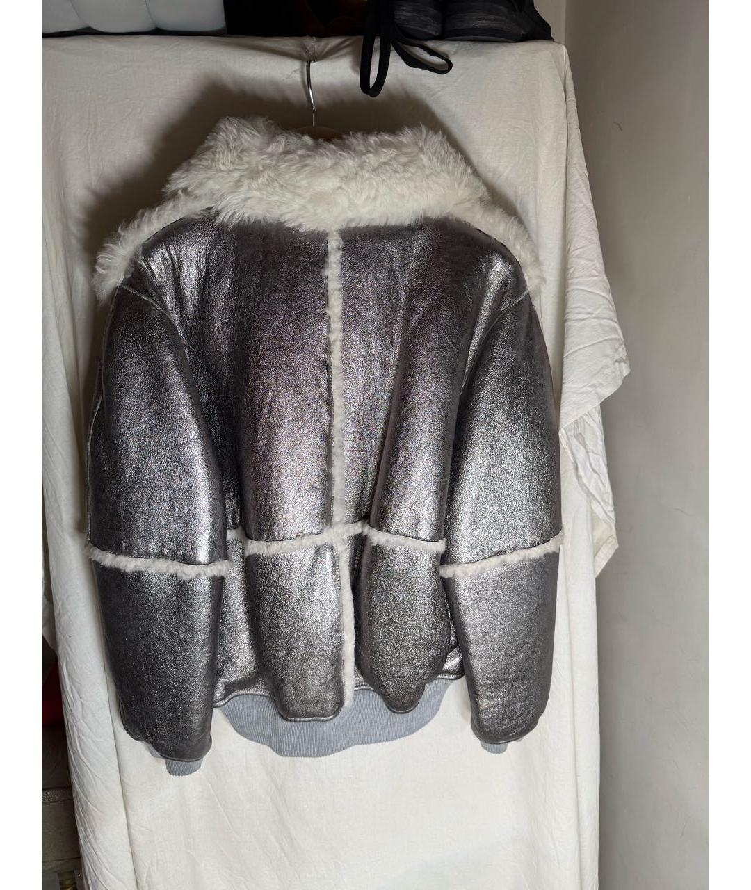 SEE BY CHLOE Серебряная кожаная куртка, фото 2