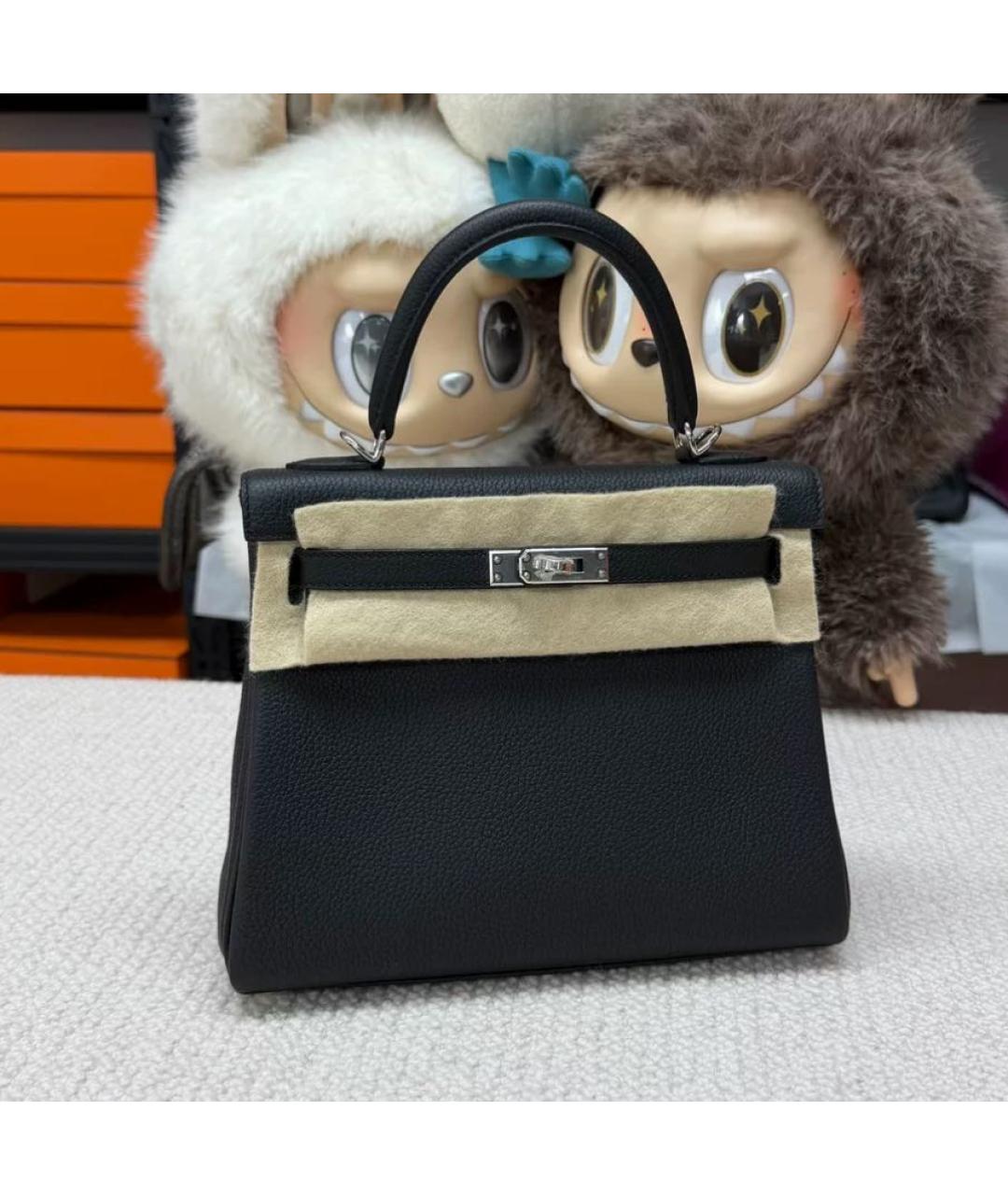 HERMES Черная кожаная сумка с короткими ручками, фото 8