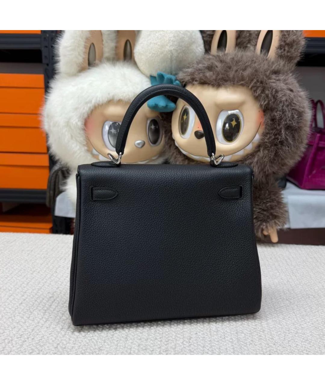 HERMES Черная кожаная сумка с короткими ручками, фото 2