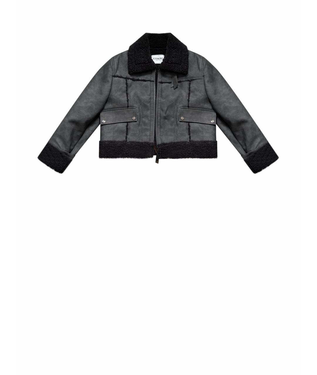 ICEBERG Серая меховая дубленка, фото 1