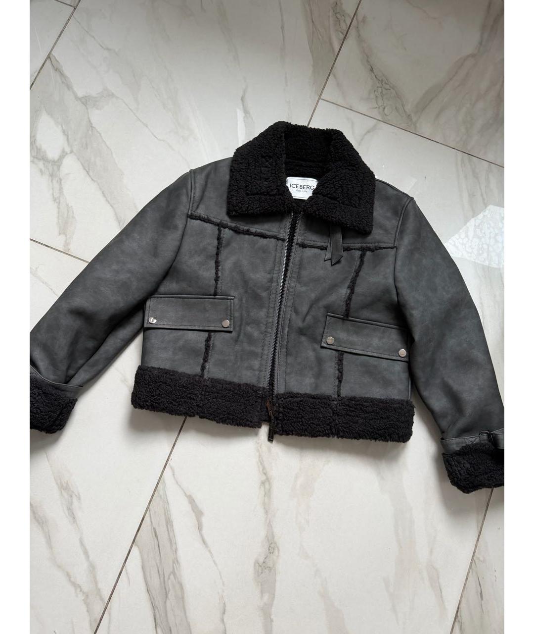ICEBERG Серая меховая дубленка, фото 5