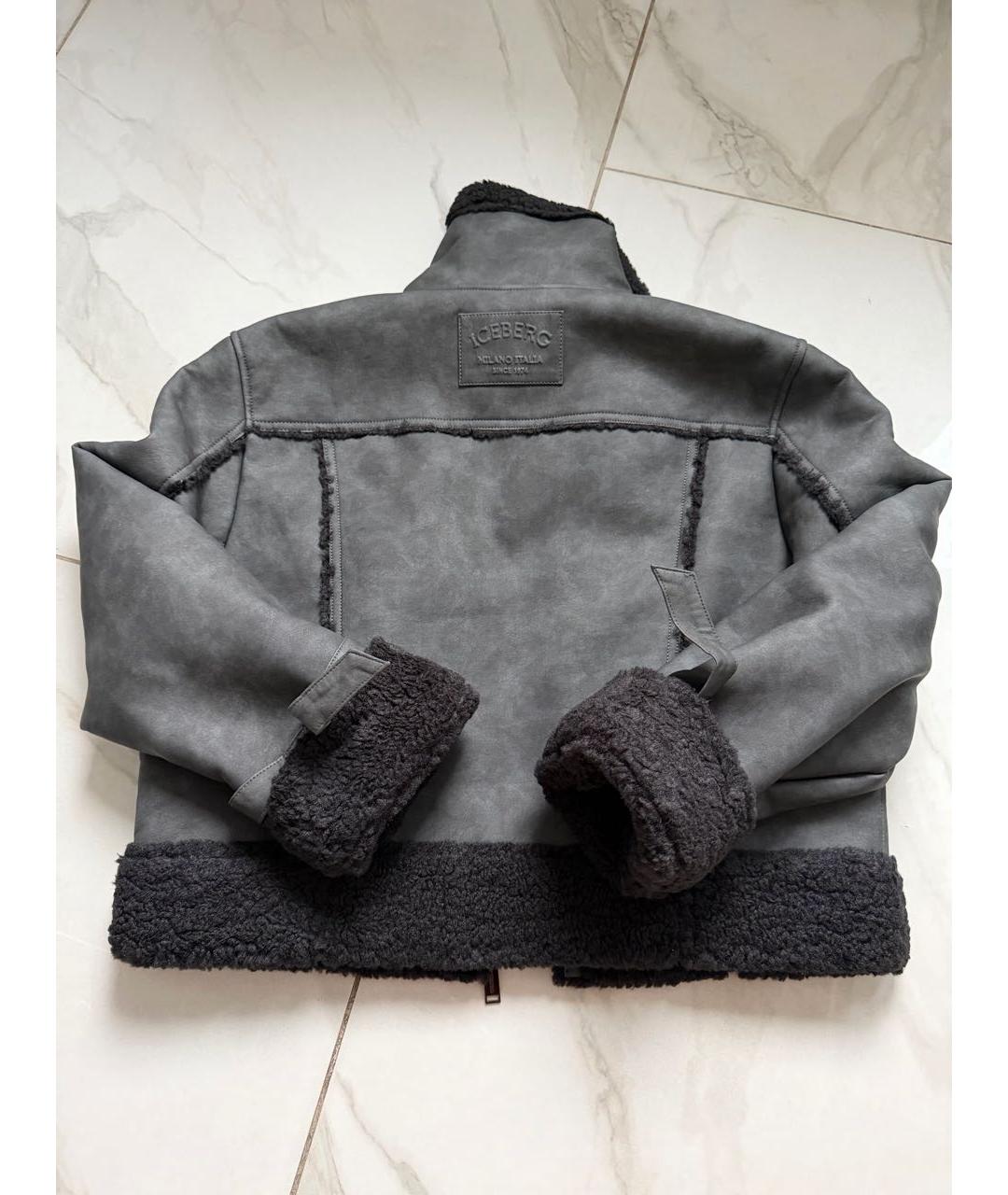 ICEBERG Серая меховая дубленка, фото 2