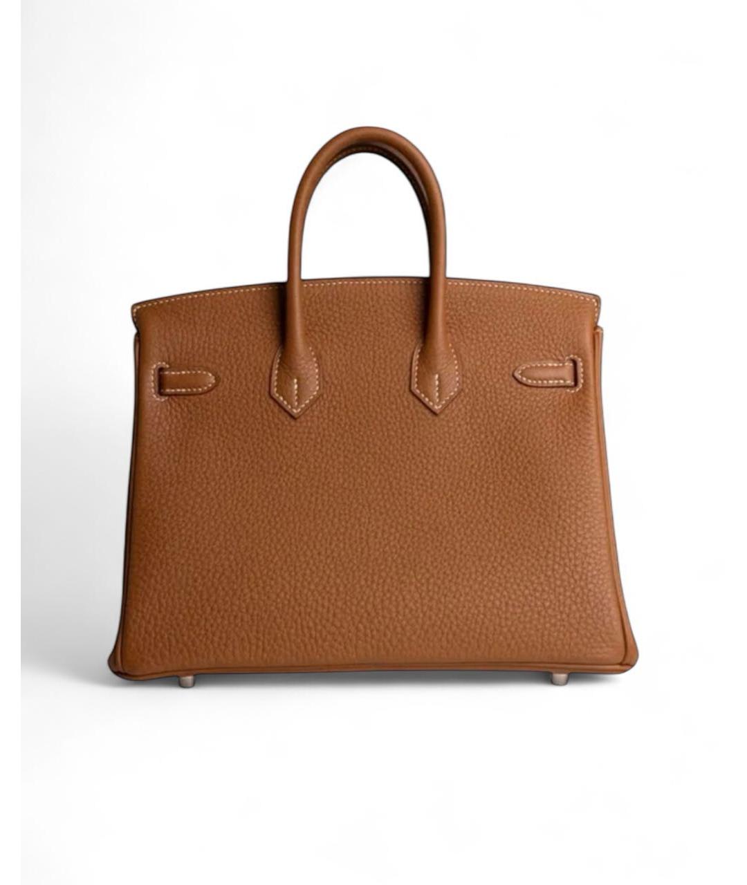 HERMES Коричневая кожаная сумка с короткими ручками, фото 2