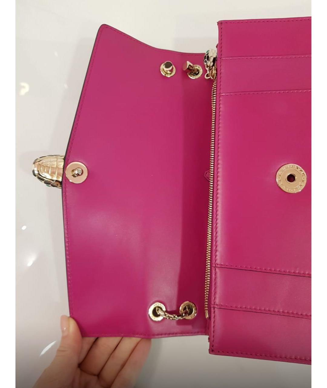 BVLGARI Фуксия кожаная сумка с короткими ручками, фото 3