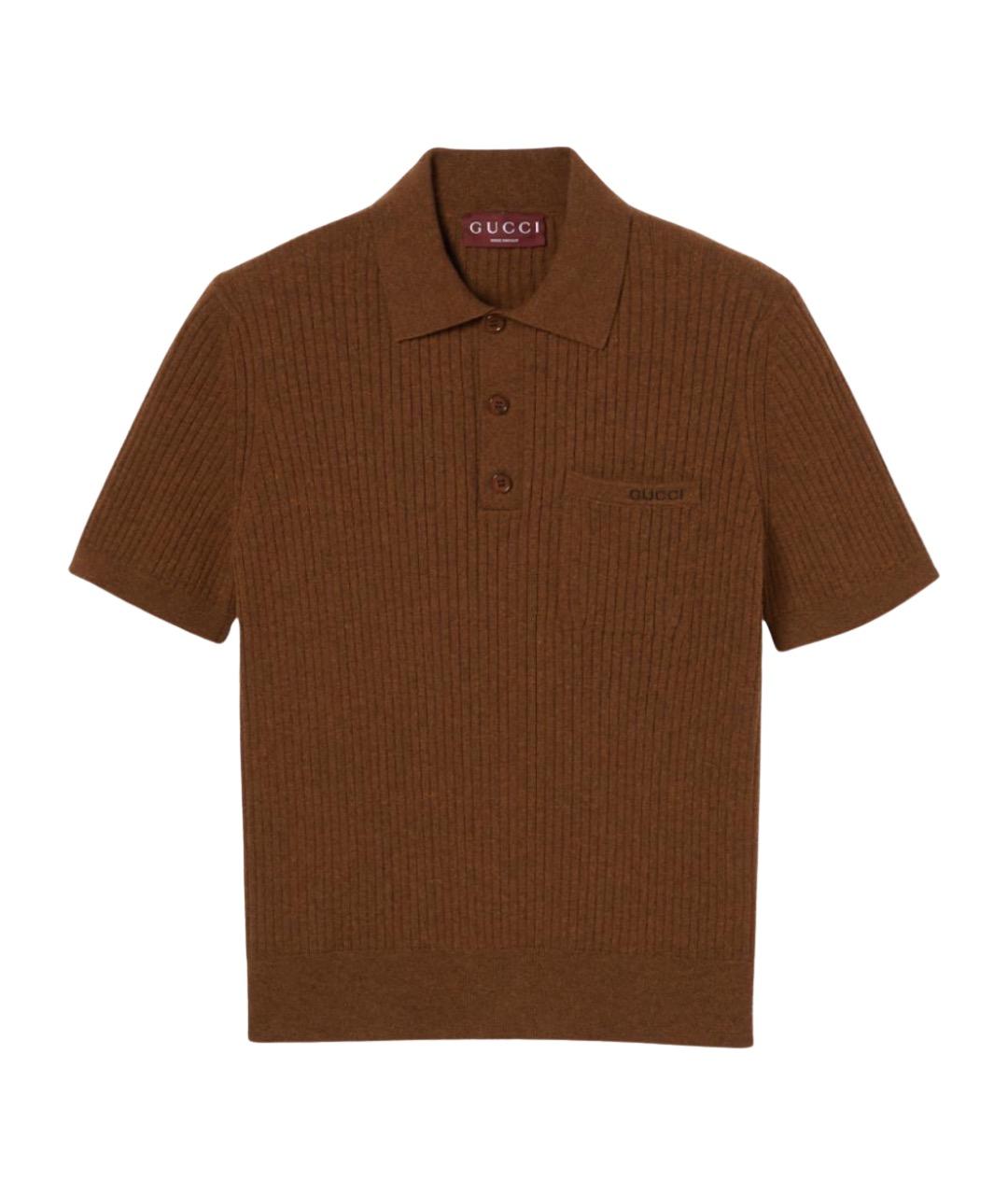 GUCCI Коричневое поло с коротким рукавом, фото 1