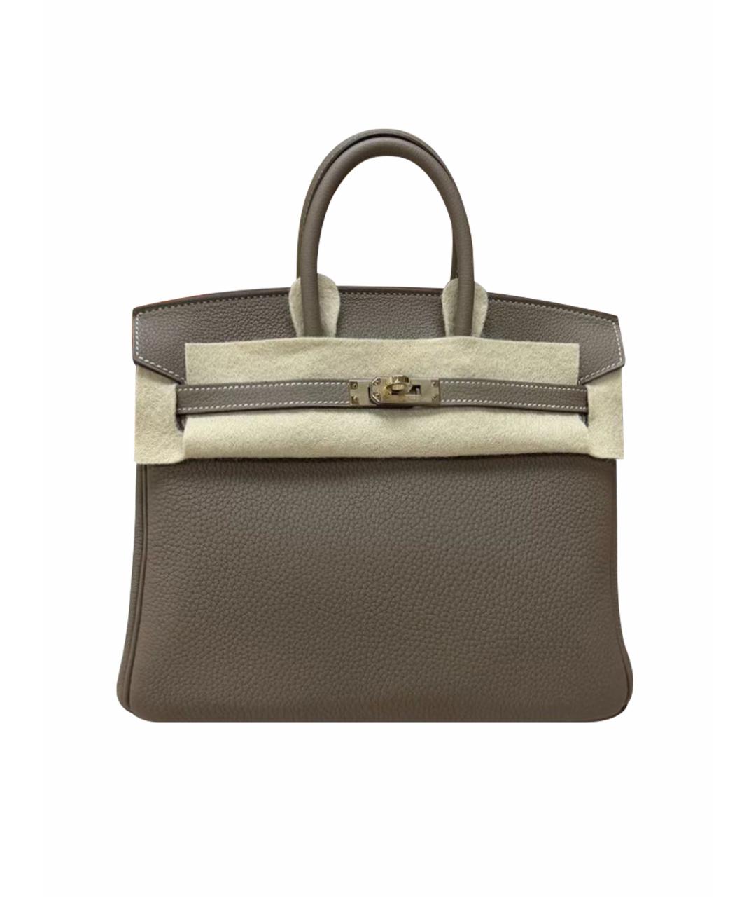 HERMES Коричневая кожаная сумка с короткими ручками, фото 1