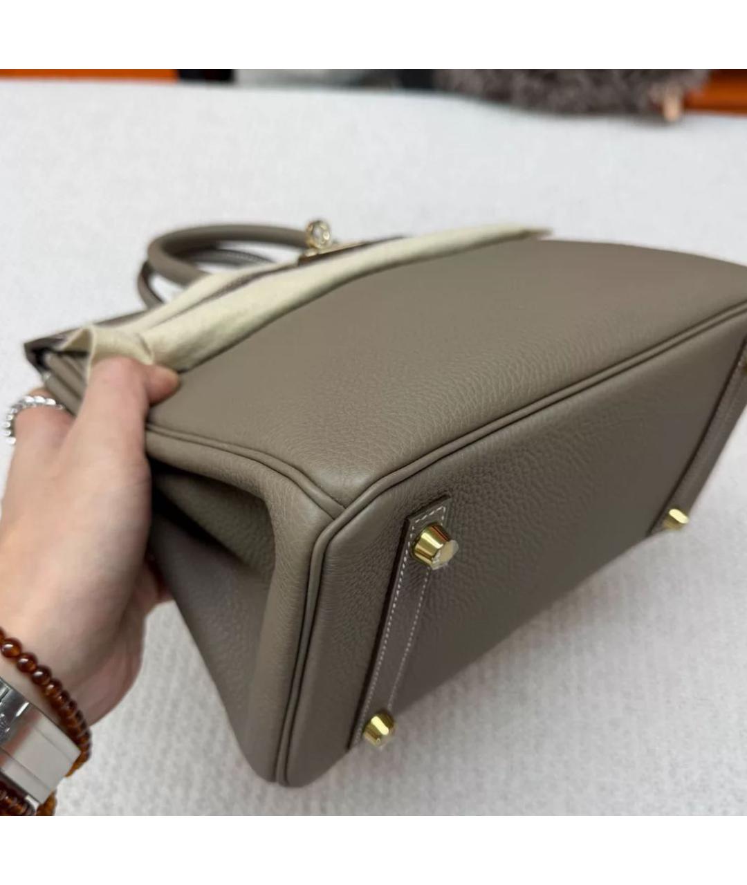 HERMES Коричневая кожаная сумка с короткими ручками, фото 4