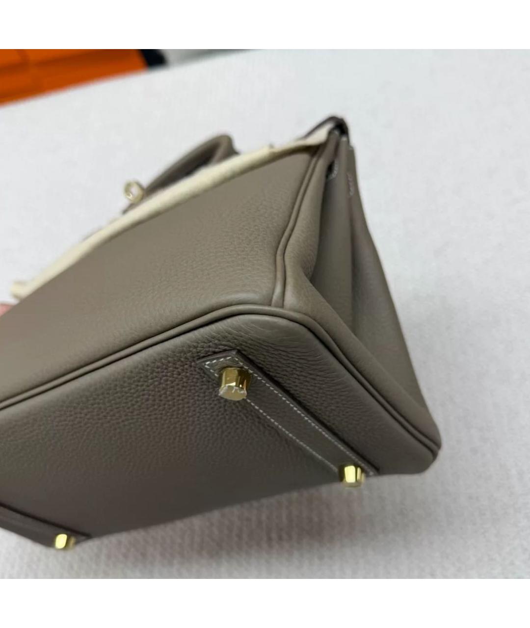 HERMES Коричневая кожаная сумка с короткими ручками, фото 5