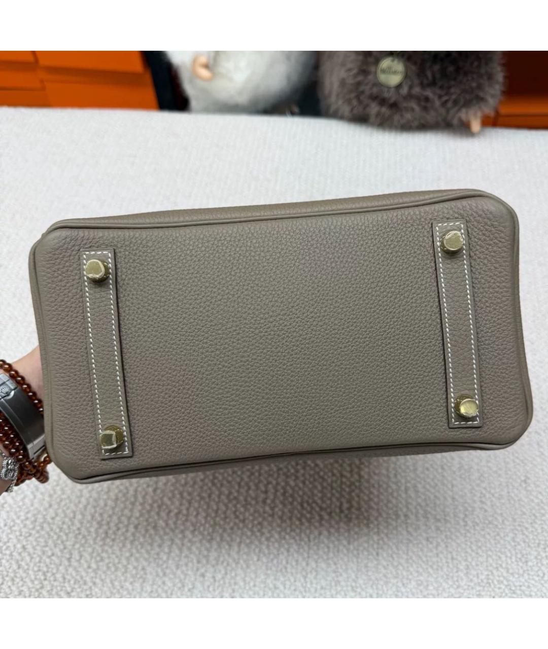 HERMES Коричневая кожаная сумка с короткими ручками, фото 6