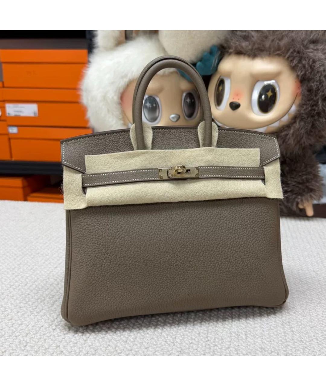 HERMES Коричневая кожаная сумка с короткими ручками, фото 7