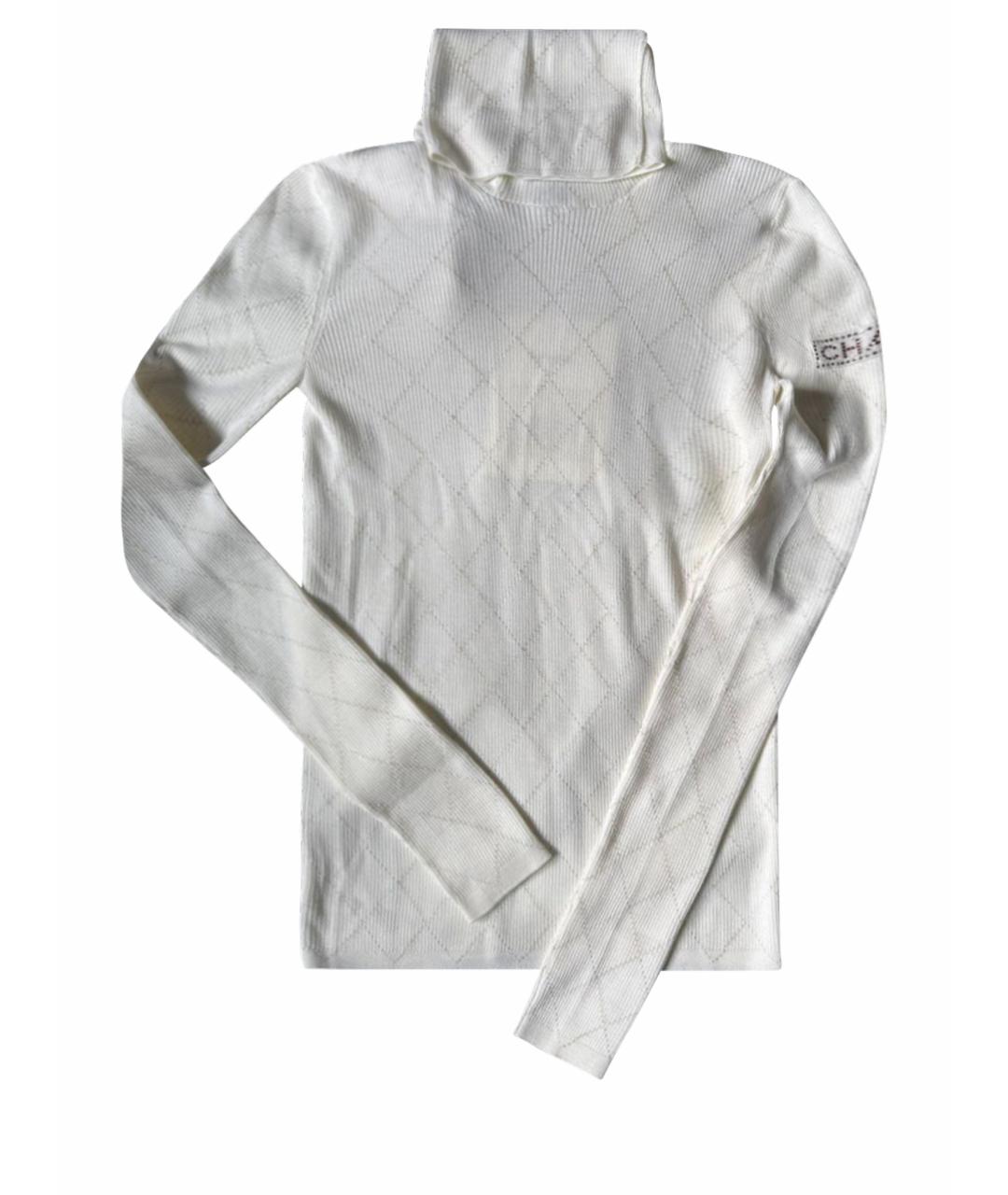 CHANEL Белая шерстяная водолазка, фото 4