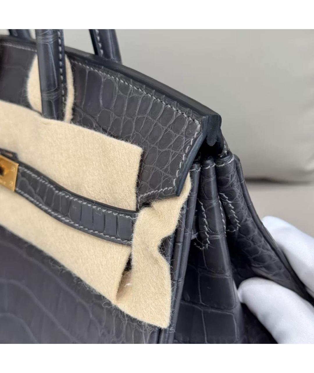 HERMES Черная кожаная сумка с короткими ручками, фото 4