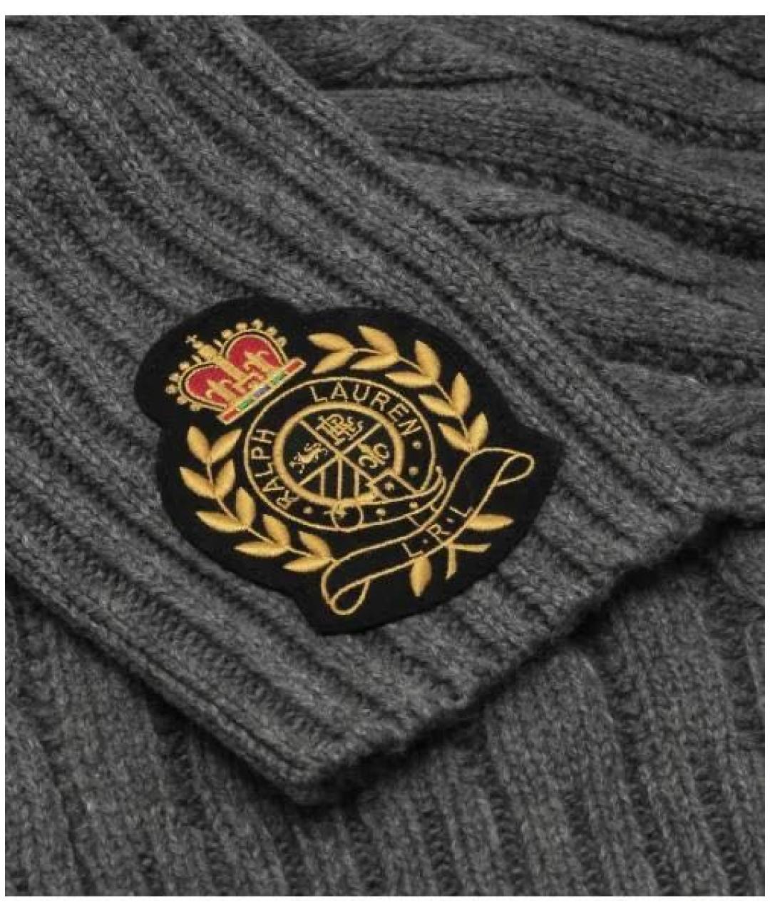 POLO RALPH LAUREN Серый шерстяной шарф, фото 2